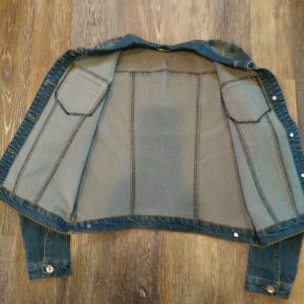 Denim Jacket Embellished With Sequin Patch Added - image 4